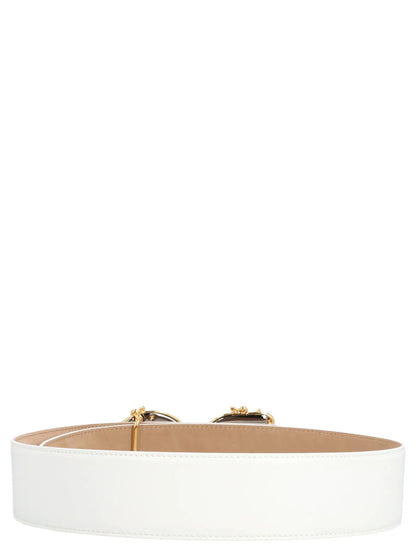 Dolce & Gabbana White Calfskin High-Waist Belt