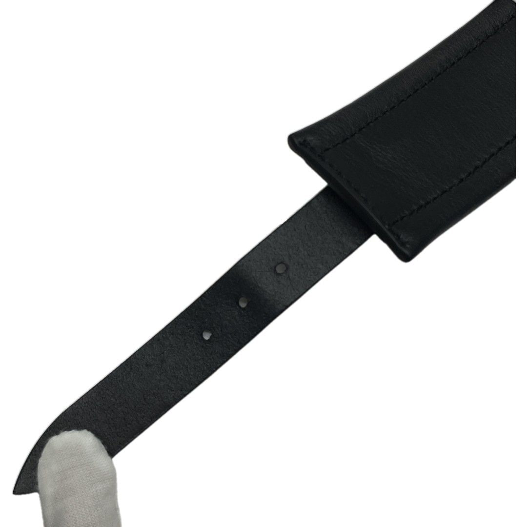 Gucci Interlocking Chain Belt Choker Black Leather Silver