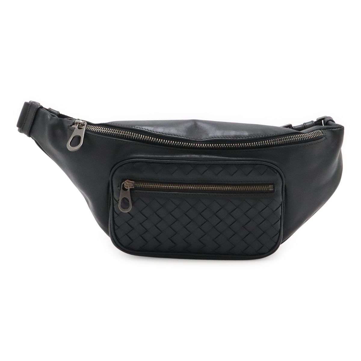 Bottega Veneta Intrecciato Belt Bag Waist Pouch Hip Leather Black
