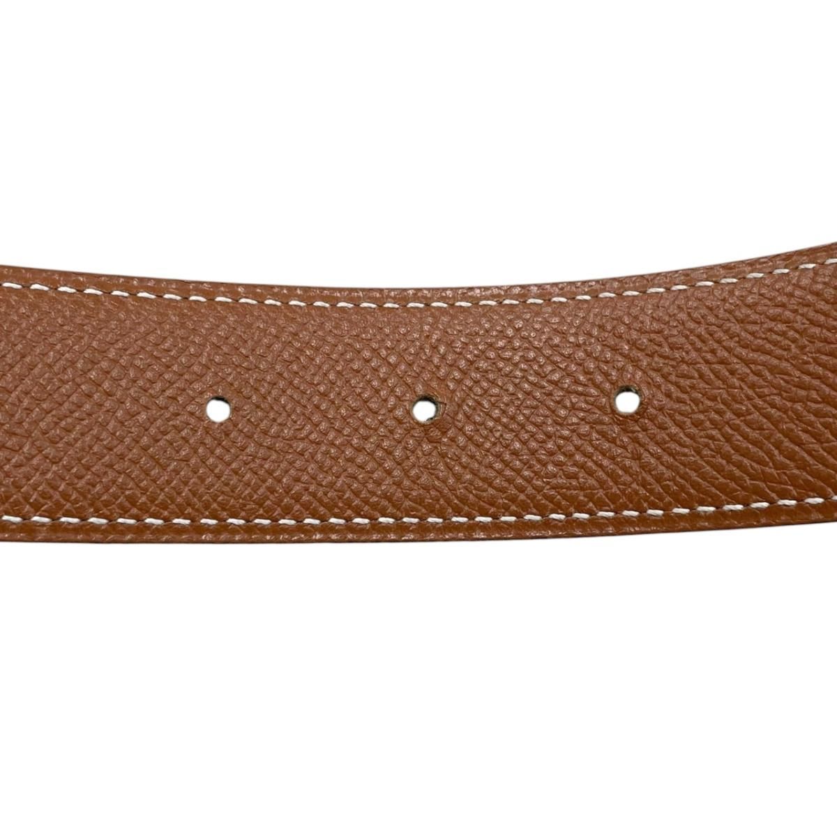 Hermes Belt Constance Leather Logo Black Gold Brown