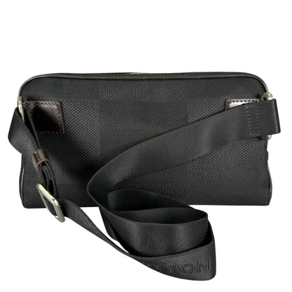 Louis Vuitton Acrobat Damier Geant Noir Leather Nylon Black Belt Bag Silver