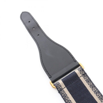 Dior Belt Embroidery Navy Canvas Leather